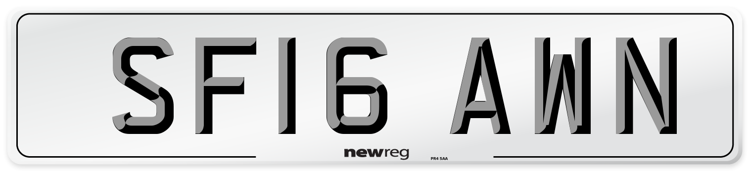 SF16 AWN Number Plate from New Reg